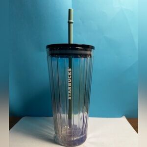 Starbucks 2020 Iridescent Clear Luster Twisted Glass Cold Cup Tumbler 18oz